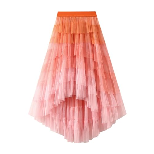 Karneval Kostüm Damen Tüllrock Regenbogen Prom Abendkleider Anlass Mottoparty Rock Lang Clown Bunter 50er Pastell von Generisch