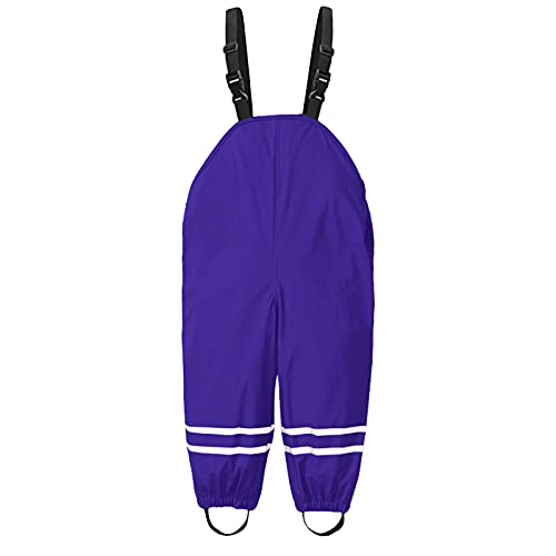 Regenhose Kinder,Matschhose Jungen, Matschhose Mädchen Mit Reflektorstreifen Wasserdicht Winddicht Mit Träger Regenhose Regenbekleidung Regenjacke 92 Violetter von Generisch