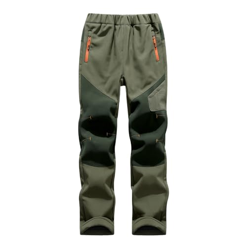 Regenhose gefüttert, Softshellhose Kinder Gefüttert Warm Wasserdicht Schneehose Wanderhose Verschleißfest Sport Winter Outdoorhose Trekkinghose mit Tasche Winddicht Thermohose Skihose von Generisch