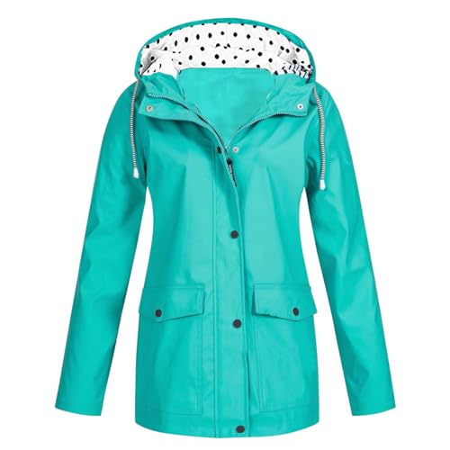 Regenjacke 164, Regenjacke Damen Herren Wasserdicht Trenchcoat Regencape Dünne Womens Jacket Funktionsjacke Outdoor Softshelljacke Windbreaker Windjacke Regenmantel Mantel, Pfeffermintgrün, 3XL von Generisch
