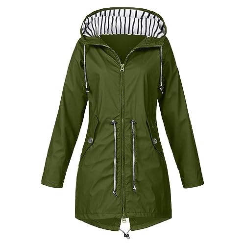 Regenjacke Damen, Übergangsjacke Große Größen Regenjacke Damen Wasserdicht Regenmantel Windbreaker Hooded Winter Wandern Outdoor Windjacke Atmungsaktiv Leichte Outdoorjacke mit Taschen (02 AG, XXXXXL) von Generisch