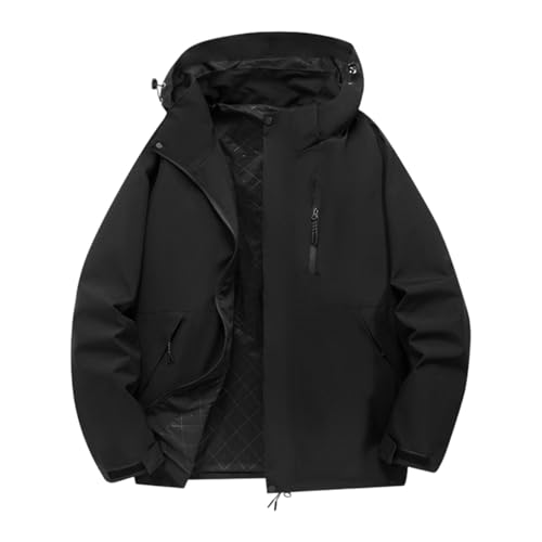 Regenjacke Damen Große Größen Wasserdicht Warm Winter Outdoorjacke Mit Kapuze Winddicht Regenmantel Herbst Softshelljacke Wandern Übergangsjacke Atmungsaktiv Leicht Jacke Schwarz XXXXXL von Generisch