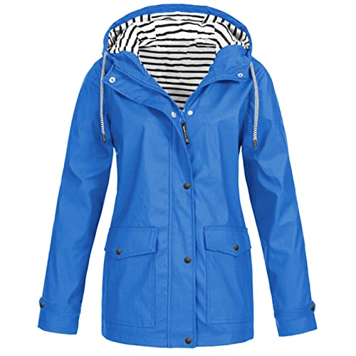 Regenjacke Damen Große Größen Wasserdicht Winddichter Atmungsaktiv Regenmantel Regenparka mit Kapuze Leichte Dünne Windbreaker Übergangsjacke Fahrrad Windjacke Trenchcoat Wandern Sommerjacke S-5XL von Generisch