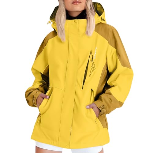 Regenjacke Damen Leicht Atmungsaktiv Übergangsjacke Wasserdicht Lange Ärmel Reißverschluss Softshelljacke Wasserdicht Outdoorjacke Große Größen Regenparka Winddicht Fahrradjacke Mode Fahrrad Wandern von Generisch