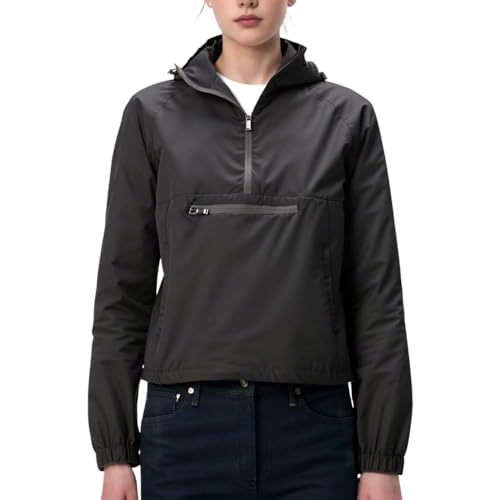 Regenjacke Damen Leicht Atmungsaktive Windbreaker Jacke Unisex Funktionsjacke Outdoorjacke Softshelljacke Übergangsjacke mit Kapuze (DE/NL/SE/PL, Alphanumerisch, M, Regular, Regular, Schwarz) von Generisch
