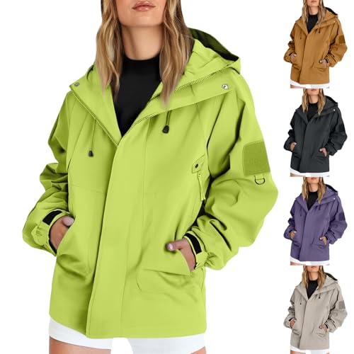 Regenjacke Damen Leicht Softshelljacke Fahrrad Regenjacke Atmungsaktiv Fahrradjacke Wasserdicht Atmungsaktiv übergangsjacke Softshelljacke Elegant Regenmantel Funktionsjacke Mit Kapuze S-5XL von Generisch