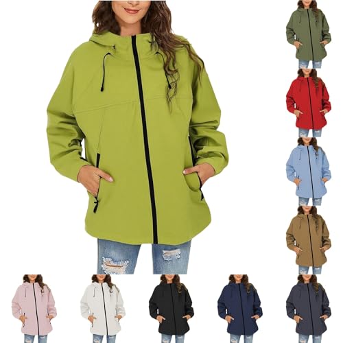 Regenjacke Damen Leicht Softshelljacke Regenjacke Damen Wasserdicht Atmungsaktiv Fahrradjacke übergangsjacke Wasserdicht Atmungsaktiv Softshelljacke Einfarbig Regenmantel Funktionsjacke Mit Kapuze von Generisch