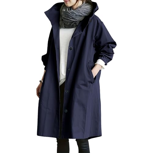 Regenjacke Damen Regenmante Windjacke Atmungsaktiv Wasserdicht Jacke Softshelljacke Einfarbig Regenmantel Mit Kapuze Große Größen ​Windjacke Winddicht Outdoorjacke Regenjacke Damen Wasserdicht von Generisch