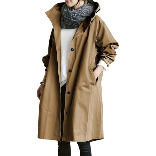 Regenjacke Damen Regenmante Windjacke Atmungsaktiv Wasserdicht Jacke Softshelljacke Einfarbig Regenmantel Mit Kapuze Große Größen ​Windjacke Winddicht Outdoorjacke Regenjacke Damen Wasserdicht von Generisch
