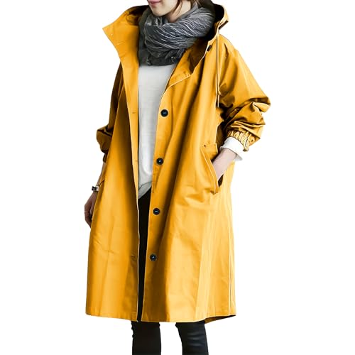 Regenjacke Damen Regenmante Windjacke Atmungsaktiv Wasserdicht Jacke Softshelljacke Einfarbig Regenmantel Mit Kapuze Große Größen ​Windjacke Winddicht Outdoorjacke Regenjacke Damen Wasserdicht von Generisch