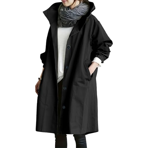 Regenjacke Damen Regenmante Windjacke Atmungsaktiv Wasserdicht Jacke Softshelljacke Einfarbig Regenmantel Mit Kapuze Große Größen ​Windjacke Winddicht Outdoorjacke Regenjacke Damen Wasserdicht von Generisch
