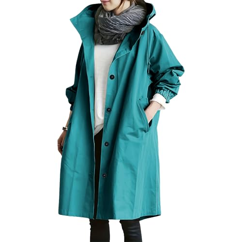Regenjacke Damen Regenmante Windjacke Atmungsaktiv Wasserdicht Jacke Softshelljacke Einfarbig Regenmantel Mit Kapuze Große Größen ​Windjacke Winddicht Outdoorjacke Regenjacke Damen Wasserdicht von Generisch