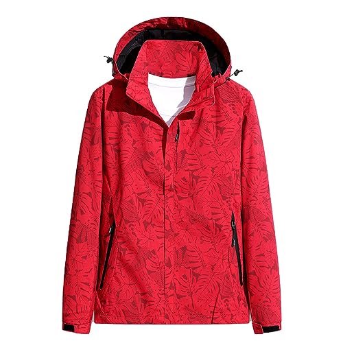 Regenjacke Damen Wandern - Outdoorjacke Damen Wasserdicht Atmungsaktiv Leichte Regenmantel Winter Kapuzenjacke Regenjacken Einfarbig Windjacke Wasserdichte Shell Jacke Sportjacke Funktionsjacke von Generisch