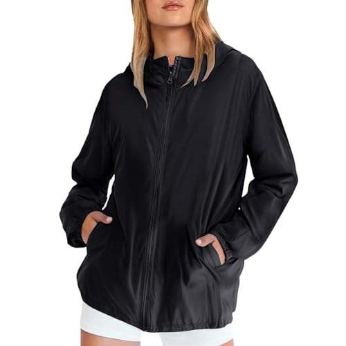 Regenjacke Damen Wasserdicht Atmungsaktiv Softshelljacke Einfarbig Regenmantel mit Kapuze ​Windjacke Wanderjacke für Bergkleidung Reisen Außenbereich Wandern Regenmantel Damen Wasserdicht von Generisch