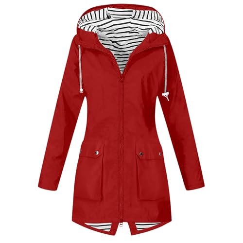 Regenjacke Damen Wasserdicht Atmungsaktiv Softshelljacke Elegant Einfarbig Regenmantel Outdoor Leichte Sommerjacke Große Größen Lang Übergangsjacke Mit Kapuze Gefüttert Funktionsjacke 2in1 Gelbe Grün von Generisch