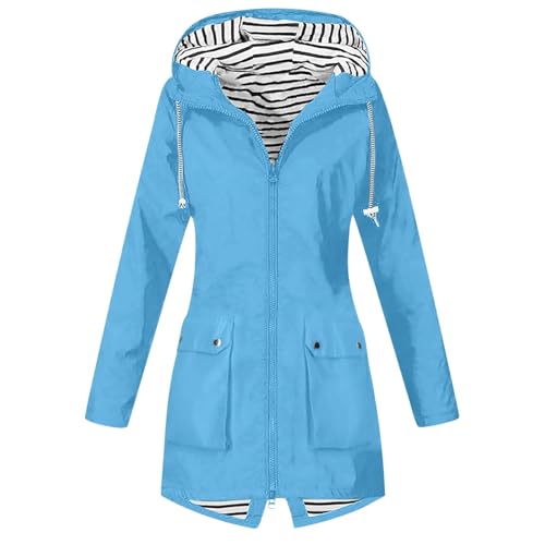 Regenjacke Damen Wasserdicht Atmungsaktiv Softshelljacke Elegant Einfarbig Regenmantel Outdoor Leichte Sommerjacke Große Größen Lang Übergangsjacke Mit Kapuze Gefüttert Funktionsjacke S-5xl Grün von Generisch