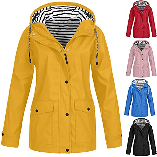 Regenjacke Damen Wasserdicht Regenmantel Atmungsaktiv mit Kapuze Faltbar Leicht Jacke Winddicht Regenjacke Grosse Grössen Windbreaker Kapuzenpullover Übergangsjacke von Generisch