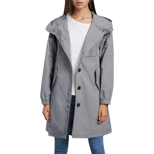 Regenjacke Damen übergangsjacken Damen Wasserdicht Atmungsaktiv Softshelljacke Einfarbig Regenmantel Packbare Mit Kapuze ​windjacke Wandern Regenjacken Für Frühling Sommer Und Herbst Wanderjacke von Generisch
