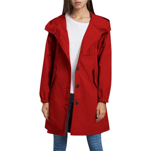 Regenjacke Damen übergangsjacken Damen Wasserdicht Atmungsaktiv Softshelljacke Einfarbig Regenmantel Packbare Mit Kapuze ​windjacke Wandern Regenjacken Für Frühling Sommer Und Herbst Wanderjacke von Generisch