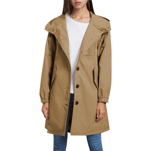 Regenjacke Damen übergangsjacken Damen Wasserdicht Atmungsaktiv Softshelljacke Einfarbig Regenmantel Packbare Mit Kapuze ​windjacke Wandern Regenjacken Für Frühling Sommer Und Herbst Wanderjacke von Generisch