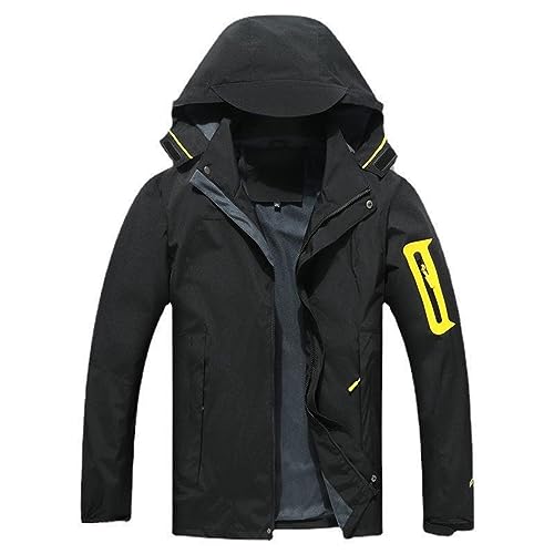 Regenjacke Herren Atmungsaktiv Faltbare Regenmantel mit Kapuze Fahrrad Rain Windbreaker Windjacke Camping Outdoor Herren Frühling Sommer Herbst Einfarbig Klassisch Wandern Jacken (Black, XXXXXXL) von Generisch