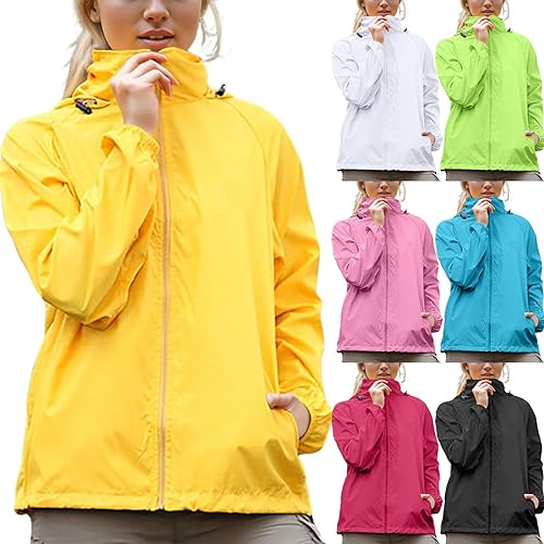 Regenjacke Herren Damen Wasserdicht Sonnenschutz Packbare Atmungsaktiv Windbreaker Frühling Sommer Ultraleichte Fahrrad Regenmantel mit Kapuze Einfarbig Outdoorjacke Wandern Fischen Camping S-4XL von Generisch