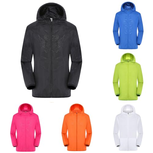 Regenjacke Herren wasserdicht atmungsaktiv Ultraleichte Outdoor Fahrradjacke Kapuzenjacke Mit tashcen regendicht leicht Windbreaker Wanderjacke Camping Regenmantel Softshelljacke von Generisch