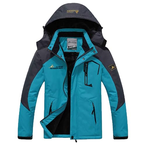 Regenjacke Herren Gefüttert Wasserdicht Warm Winterjacke Outdoorjacke mit Kapuze Atmungsaktiv Fleecejacke Outdoor Winddicht Funktionsjacke Windjacke Sport Fahrrad Skijacke Übergangsjacke von Generisch