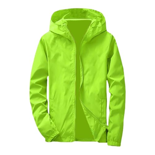 Regenjacke Herren Leicht Faltbar Softshelljacke mit Kapuze Dünne Arbeitsjacke Winddicht Wasserdicht Atmungsaktiv Übergangsjacke Große Größen Sport Winddicht Outdoorjacke (Green, 5XL) von Generisch
