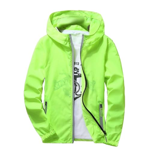 Regenjacke Herren Outdoor Softshelljacke Wasserdicht Outdoorjacke Dünne Leichte Sommerjacke mit Kapuze und Taschen Reißverschluss Sport Faltbar Funktionsjacke Wanderjack Übergangsjacke Übergröße S-6XL von Generisch