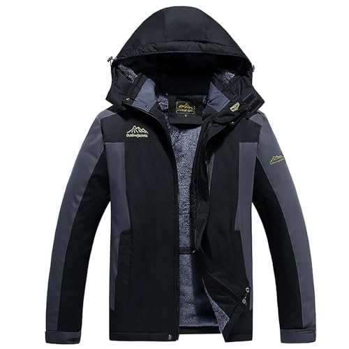 Regenjacke Herren Wasserdicht Atmungsaktiv 9XL Große Größen Berg-Skijacke Winddichte Warm Gefüttert Outdoor Winterjacke mit Kapuze Fahrrad Softshelljacke Funktionsjacke Verdickt Sport Wanderjacke von Generisch