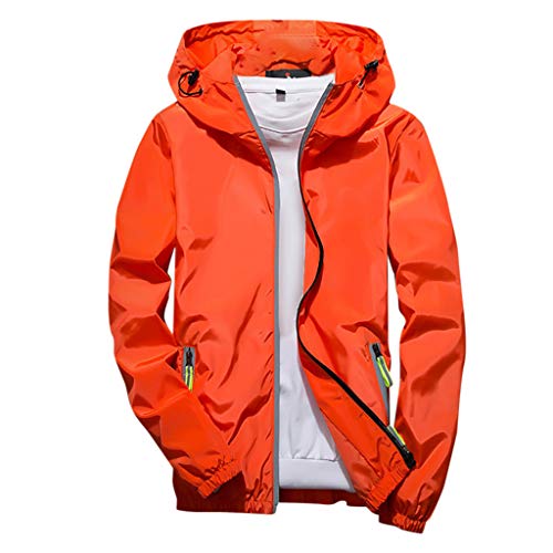 Regenjacke Herren Wasserdicht Atmungsaktiv Dünne Leichte Jacke Windbreaker Kapuze Regenjacke Reflektierender Reißverschluss + normale Passform (Gelb, 4XL) von Generisch