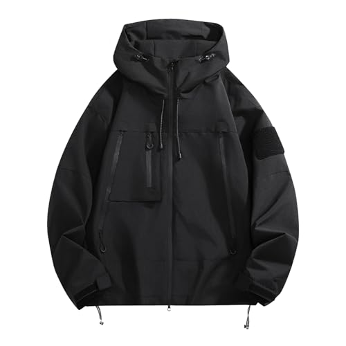 Regenjacke Herren Wasserdicht Atmungsaktiv Leicht Fahrradjacke Unisex Outdoorjacke Winddicht Übergangsjacke Loose Fit Softshelljacke Mit Kapuze Funktionsjacke Einfarbig Regenmantel Bequem von Generisch
