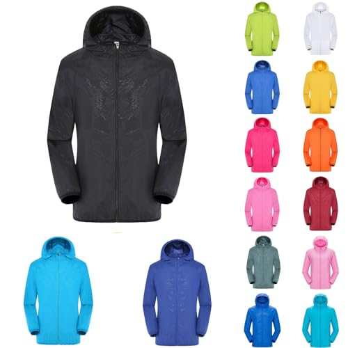 Regenjacke Herren Wasserdicht Leicht Dünne Sommerjacke mit Kapuze Outdoor Wanderjacke Ultraleichte Atmungsaktiv Regenmantel Einfarbig Outdoorjacke Fahrrad Regenjacke Herren Camping Rain Jacket Men von Generisch