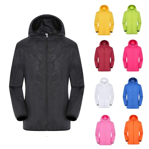 Regenjacke Herren Wasserdicht Sonnenschutz Packbare Ultraleichte Windjacke Fahrrad Regenmantel mit Kapuze Einfarbig Outdoorjacke Atmungsaktiv Dünne Ölzeug Sommerjacke regenponcho für Herren Geschenk von Generisch