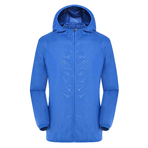 Regenjacke Herren Wasserdicht Sonnenschutz Packbare Ultraleichte Windjacke Fahrrad Regenmantel mit Kapuze Einfarbig Outdoorjacke Atmungsaktiv Dünne Ölzeug Sommerjacke regenponcho für Herren Geschenk von Generisch