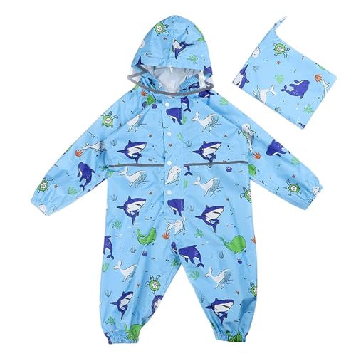 Regenponcho Kinder Atmungsaktiv Wasserdicht Regenanzug Mädchen Jungen Leicht Regenjacke mit Kapuze Kleinkind Karikatur Regenoverall Einteilig Outdoor Regenmantel Regenkleidung für Kinder 3-9 Jahre von Generisch