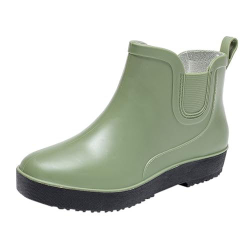 Regenschuhe Damen Gummistiefel Kurz Damen Wasserdicht Rutschfest Weitschaft Weiche Fussbett Einfarbig Stiefeletten Mode Weit Langschaft Elastische Wasserfeste Schuhe von Generisch