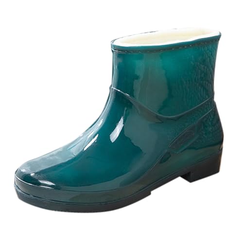 Regenschuhe Damen Regenschuhe Damen Regen Wasserdicht Retro-Stil Weitschaft Breite Füße Einfarbig Stiefeletten Leichte Weit Langschaft Elastische Wasserfeste Schuhe von Generisch