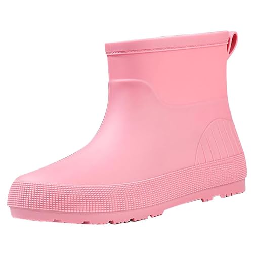 Regenschuhe Damen Wasserdicht Gummistiefel Damen Kurzschaft, Stiefeletten rutschfest Schlupfstiefel Einfarbig Gummistiefeletten Leichte Garten Stiefel Strapazierfähig Schlupfstiefel Rain Boots von Generisch