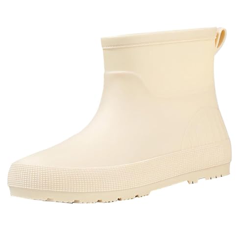 Regenschuhe Damen Wasserdicht Gummistiefel Damen Kurzschaft, Stiefeletten rutschfest Schlupfstiefel Einfarbig Gummistiefeletten Leichte Garten Stiefel Strapazierfähig Schlupfstiefel Rain Boots von Generisch