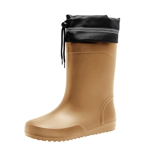 Regenschuhe Herren Gummistiefel Halbhoch Wasserdicht Rutschfeste Bequeme Regenstiefel Einfarbig Dicker Sohle Dämpfung Gartenschuhe Outdoor Schlamm Garten Regenstiefeletten Mit Kordelzug 39-45 von Generisch