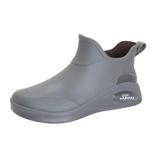 Regenschuhe Herren Wasserdicht, Reitstiefel Herren Kurz Gummistiefel Einfarbig Gartenschuhe rutschfest Gummistiefeletten Lässige Schlupfstiefel Flacher Mund Outdoorschuhe Waschbare Stiefel von Generisch