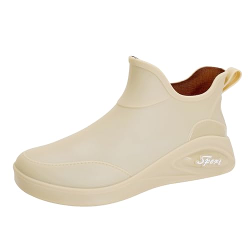 Regenschuhe Herren Wasserdicht, Reitstiefel Herren Kurz Gummistiefel Einfarbig Gartenschuhe rutschfest Gummistiefeletten Lässige Schlupfstiefel Flacher Mund Outdoorschuhe Waschbare Stiefel von Generisch