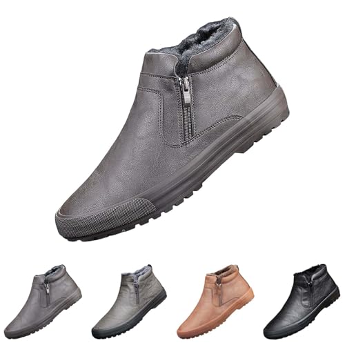 Regenschuhe Herren Wasserdicht, Winterschuhe Herren Wasserdicht Mit Reißverschluss Schneestiefel Ohne Schnürsenkel Wanderschuhe Rutschfeste Arbeitsstiefel Breite Füße Freizeitschuhe Outdoor Snowboots von Generisch