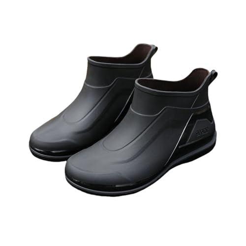 Regenschuhe Herren Wasserdicht Kurz, Gummistiefeletten Herren Leicht Stiefeletten Rutschfest Gummistiefeletten Cozy Ankle Boots Weitschaft Regenstiefel Einfarbig Stiefeletten Garten Stiefel von Generisch
