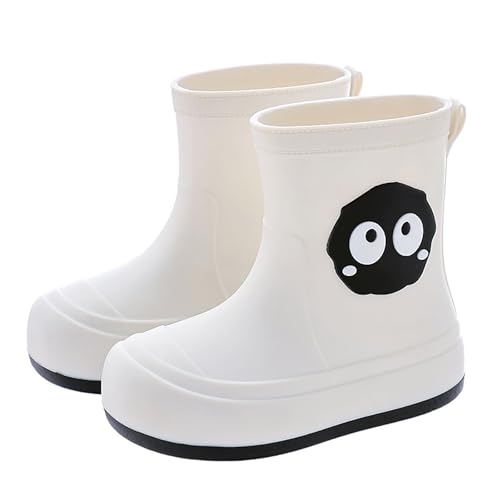 Regenschuhe Kinder Wasserdicht Regenstiefel für Jungen Mädchen Bequem Cartoon Atmungsaktiv Kinderstiefel Lässig Niedlich Rutschfest Schlupfstiefel Bootschuhe Weiß 37 von Generisch