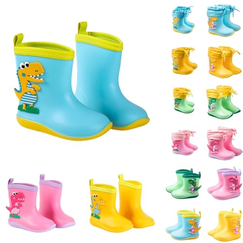 Regenschuhe Kinder Wasserdicht Rutschfest Halbhoch Regenstiefel mit Zugband Lässig Ungefüttert Outdoor Praktisch Regenschuhe Unisex Bequem Schule Kinderstiefel 02-Grün 24 von Generisch