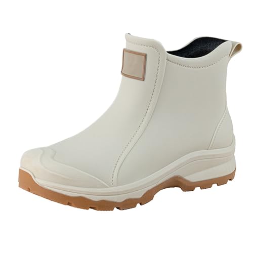 Regenschuhe Unisex-Erwachsene Gummistiefel Wasserdicht Mit Blockabsatz Rutschfeste Stiefel Gartenschuhe Anti-Rutsch Knöchel Gummi Stiefel Stiefeletten Mit Komfort Einlegesohle Mode Außenbereich von Generisch