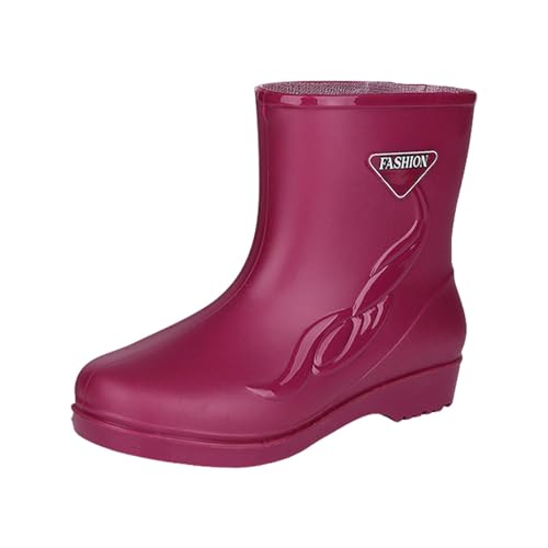 Regenstiefel Damen，Bequem Atmungsaktiv Gummistiefel ，Outdoor Abriebfest Arbeitsstiefel，Wasserdicht Rutschfeste Halbhoch Stiefeletten，Gartenstiefel，Freizeit Rutschfeste Aquaschuhe von Generisch